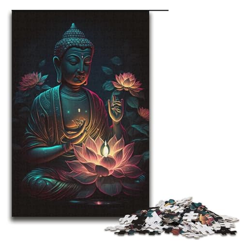 1000-teiliges Puzzle für Erwachsene, Buddha-Puzzle, praktisches Spiel, tolle Geschenke für Weihnachten, Größe 38 x 26 cm von KJYMNC