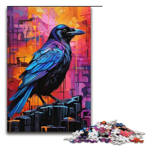 1000-teiliges Puzzle für Erwachsene, Bunte Krähe, Puzzle für Erwachsene, Papppuzzle, Lernspielzeug, Größe 38 x 26 cm von KJYMNC