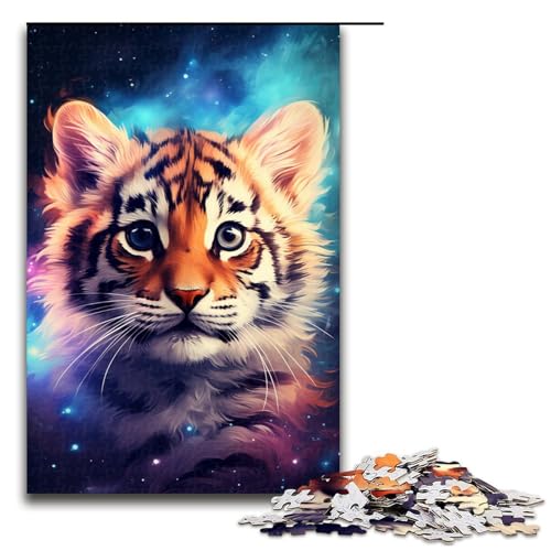 1000-teiliges Puzzle für Erwachsene, Bunte Tiger-Puzzles aus Holz, Lernspiel, Herausforderungsspielzeug, Größe 50 x 75 cm von KJYMNC