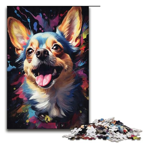 1000-teiliges Puzzle für Erwachsene, Bunte Zeichnung eines Chihuahua-Hundes, Puzzle-Quizspiel, Geburtstagsgeschenk, Geschenke, Wandkunst, Größe 38 x 26 cm 1000-teiliges Puzzle für Erwachsene, Bunte Zeichnung eines Chihuahua-Hundes, Puzzle-Quizspiel, Geburtstagsgeschenk, Geschenke, Wandkunst, Größe 38 x 26 cm von KJYMNC