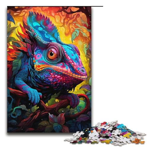 1000-teiliges Puzzle für Erwachsene, Chamäleon-Spiele, Spielzeug, Geschenk, ganze Familie, Größe 38 x 26 cm von KJYMNC
