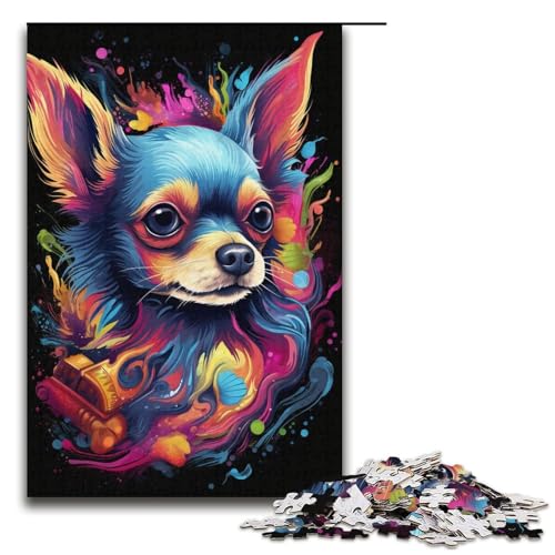 1000-teiliges Puzzle für Erwachsene, Chihuahua-Puzzle, praktisches Spiel, tolle Geschenke für Weihnachten, Größe 38 x 26 cm von KJYMNC