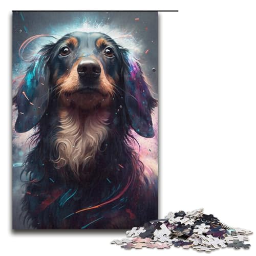 1000-teiliges Puzzle für Erwachsene, Dackel-Hunde-Spiele, Spielzeug, Geschenk, ganze Familie, Größe 38 x 26 cm von KJYMNC