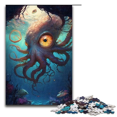 1000-teiliges Puzzle für Erwachsene, Fantasy-Oktopus-Puzzles aus Holz, Lernspiel, Herausforderungsspielzeug, Größe 50 x 75 cm von KJYMNC