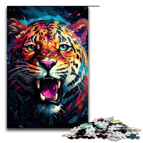 1000-teiliges Puzzle für Erwachsene, Farbmalerei, Leoparden-Kunstwerk, anspruchsvolles Spiel mit passendem Poster und Quizblatt, Größe 50 x 75 cm 1000-teiliges Puzzle für Erwachsene, Farbmalerei, Leoparden-Kunstwerk, anspruchsvolles Spiel mit passendem Poster und Quizblatt, Größe 50 x 75 cm von KJYMNC