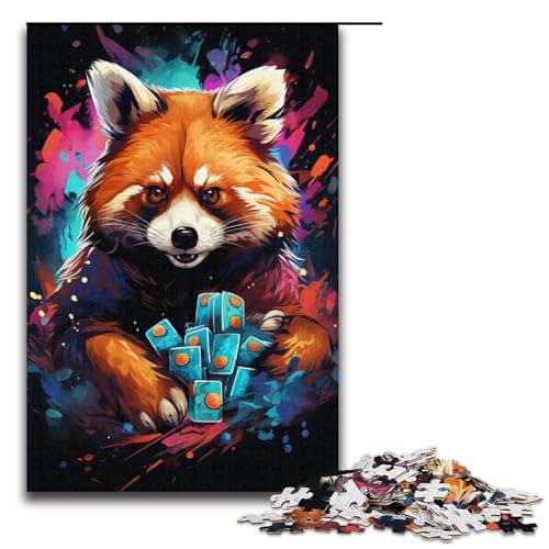 1000-teiliges Puzzle für Erwachsene, Farbmalerei, Roter Panda, Puzzle, Quizspiel, Geburtstagsgeschenk, Geschenke, Wandkunst, Größe 38 x 26 cm 1000-teiliges Puzzle für Erwachsene, Farbmalerei, Roter Panda, Puzzle, Quizspiel, Geburtstagsgeschenk, Geschenke, Wandkunst, Größe 38 x 26 cm von KJYMNC