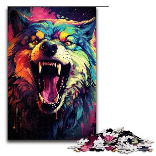 1000-teiliges Puzzle für Erwachsene, Farbmalerei, Wolfspuzzles für Holzpuzzle, Lernspiel, Herausforderungsspielzeug, Größe 50 x 75 cm 1000-teiliges Puzzle für Erwachsene, Farbmalerei, Wolfspuzzles für Holzpuzzle, Lernspiel, Herausforderungsspielzeug, Größe 50 x 75 cm von KJYMNC