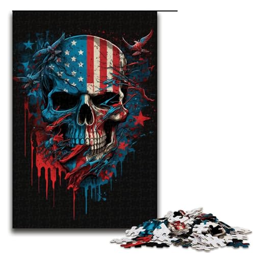 1000-teiliges Puzzle für Erwachsene, Flaggen-Totenkopf-Puzzle, praktisches Spiel zum Zeitvertreib zu Hause für Teenager ab 14 Jahren, Größe 50 x 75 cm von KJYMNC