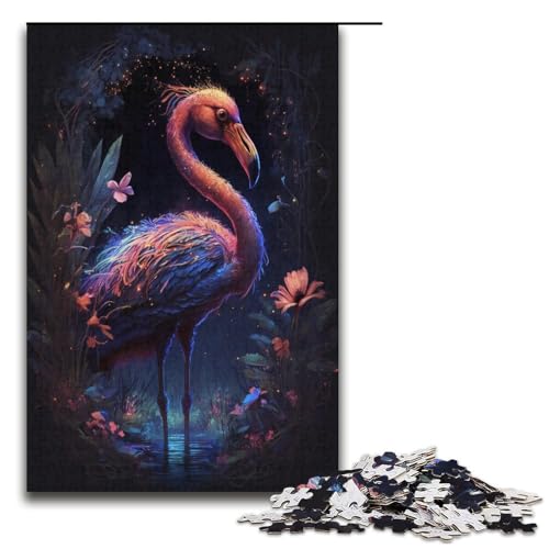 1000-teiliges Puzzle für Erwachsene, Flamingo-Blumen-Spielzeug, Geschenk, ganze Familie, Größe 38 x 26 cm von KJYMNC