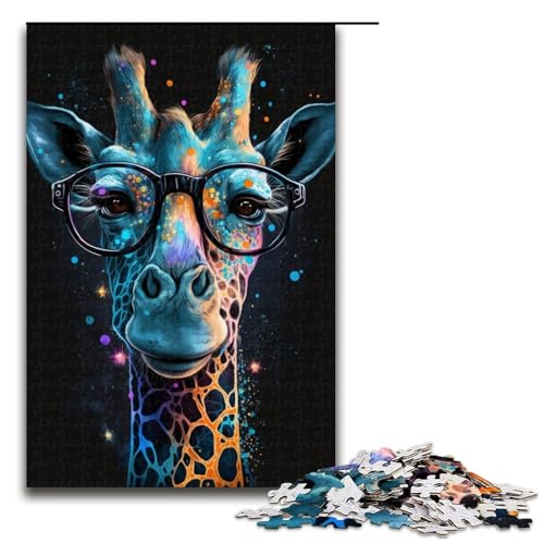 1000-teiliges Puzzle für Erwachsene, Giraffe mit Brille, Spiele, Spielzeug, Geschenk, ganze Familie, Größe 50 x 75 cm 1000-teiliges Puzzle für Erwachsene, Giraffe mit Brille, Spiele, Spielzeug, Geschenk, ganze Familie, Größe 50 x 75 cm von KJYMNC