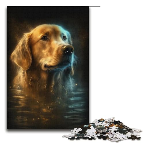 1000-teiliges Puzzle für Erwachsene, Golden Retriever-Hundepuzzle, praktisches Spiel, Zeitvertreib zu Hause für Teenager ab 14 Jahren, Größe 38 x 26 cm von KJYMNC
