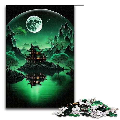 1000-teiliges Puzzle für Erwachsene, Green Moon, Spiele, Spielzeug, Geschenk, ganze Familie, Größe 50 x 75 cm von KJYMNC