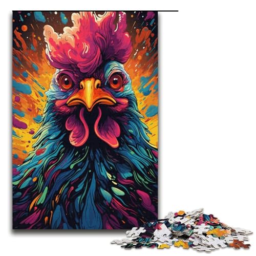 1000-teiliges Puzzle für Erwachsene, Huhn, Bezauberndes Puzzle für Pappe, Lernspiel, Herausforderungsspielzeug, Größe 38 x 26 cm von KJYMNC