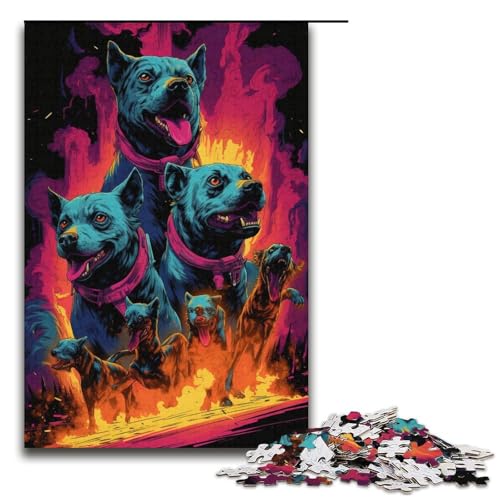 1000-teiliges Puzzle für Erwachsene, Hund neben Feuerwehrauto, Puzzles für Pappe, Lernspiel, Herausforderungsspielzeug, Größe 38 x 26 cm von KJYMNC