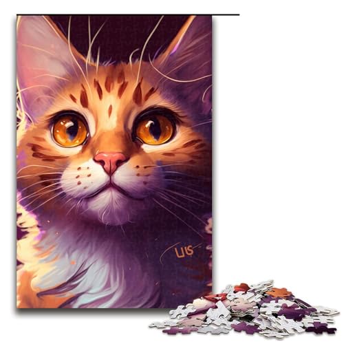 1000-teiliges Puzzle für Erwachsene, Katzen-Farbpuzzle für Erwachsene, Holzpuzzle, dekomprimierendes intellektuelles Lernspielzeug, Größe 50 x 75 cm von KJYMNC