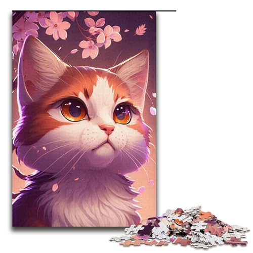 1000-teiliges Puzzle für Erwachsene, Katzen-Farbpuzzle für Erwachsene, Puzzle aus Pappe, Lernspielzeug, Größe 38 x 26 cm von KJYMNC