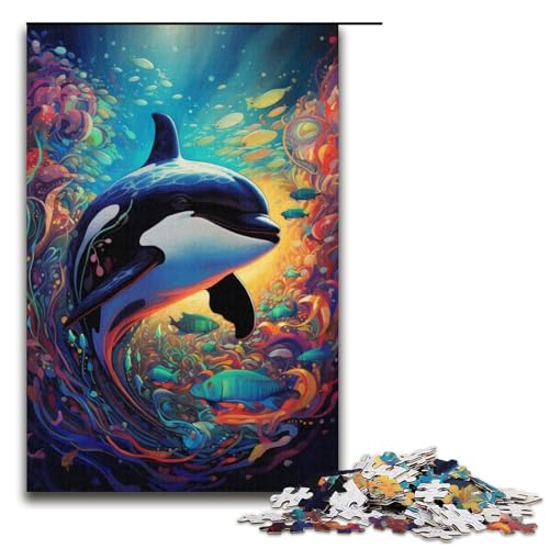 1000-teiliges Puzzle für Erwachsene, Killerwal-Spiele, Spielzeug, Geschenk, ganze Familie, Größe 38 x 26 cm von KJYMNC