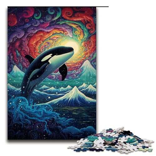 1000-teiliges Puzzle für Erwachsene, Killerwal-Spiele, Spielzeug, Geschenk, ganze Familie, Größe 50 x 75 cm von KJYMNC