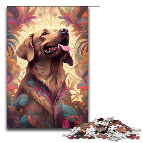 1000-teiliges Puzzle für Erwachsene, Labrador-Puzzle für Erwachsene, Holzpuzzle, dekomprimierendes intellektuelles Lernspielzeug, Größe 50 x 75 cm von KJYMNC