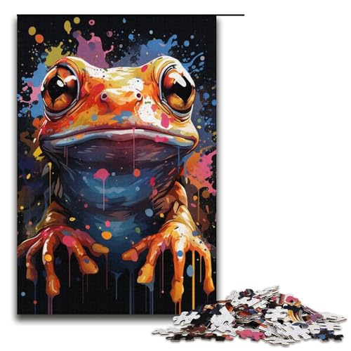 1000-teiliges Puzzle für Erwachsene, Malen, Farbfrosch-Puzzle, praktisches Spiel, Staycation, Zeitvertreib für Teenager ab 14 Jahren, Größe 38 x 26 cm von KJYMNC