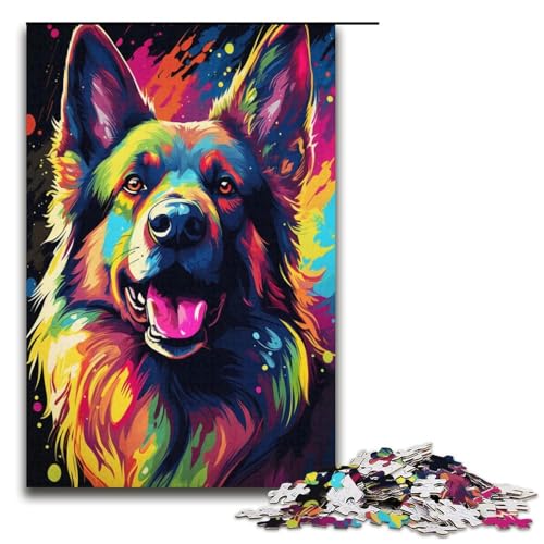 1000-teiliges Puzzle für Erwachsene, Malen, farbenfrohes Puzzle mit deutschem Schäferhund, praktisches Spiel, tolle Geschenke für Weihnachten, Größe 38 x 26 cm 1000-teiliges Puzzle für Erwachsene, Malen, farbenfrohes Puzzle mit deutschem Schäferhund, praktisches Spiel, tolle Geschenke für Weihnachten, Größe 38 x 26 cm von KJYMNC
