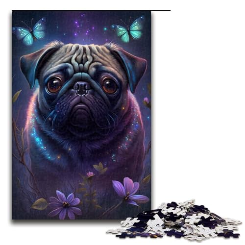 1000-teiliges Puzzle für Erwachsene, Mops, Blume, Galaxie, Geschenk, Puzzle für Kinder, Geschenke, Größe 50 x 75 cm 1000-teiliges Puzzle für Erwachsene, Mops, Blume, Galaxie, Geschenk, Puzzle für Kinder, Geschenke, Größe 50 x 75 cm von KJYMNC