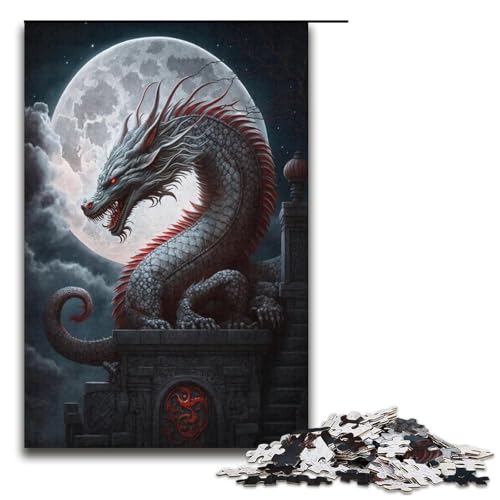 1000-teiliges Puzzle für Erwachsene, Motiv: Fliegende Drachenfamilie, zum Zusammenbauen, ganze Familie, Größe 38 x 26 cm 1000-teiliges Puzzle für Erwachsene, Motiv: Fliegende Drachenfamilie, zum Zusammenbauen, ganze Familie, Größe 38 x 26 cm von KJYMNC