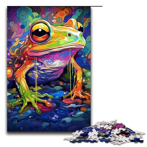 1000-teiliges Puzzle für Erwachsene, Motiv: Froschfamilie, zum Zusammenbauen, eignet ganze Familie, Größe 50 x 75 cm von KJYMNC