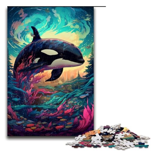 1000-teiliges Puzzle für Erwachsene, Motiv: Killerwal-Familie, zum Zusammenbauen, ganze Familie, Größe 50 x 75 cm von KJYMNC