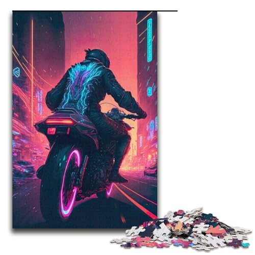 1000-teiliges Puzzle für Erwachsene, Motorradfahren, Puzzle für Erwachsene, Papppuzzle, dekomprimierendes geistiges Lernspielzeug, Größe 38 x 26 cm von KJYMNC