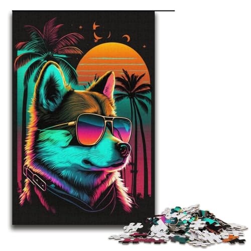 1000-teiliges Puzzle für Erwachsene, Neon Beach Shiba Inu, Spiele, Spielzeug, Geschenk, ganze Familie, Größe 38 x 26 cm 1000-teiliges Puzzle für Erwachsene, Neon Beach Shiba Inu, Spiele, Spielzeug, Geschenk, ganze Familie, Größe 38 x 26 cm von KJYMNC