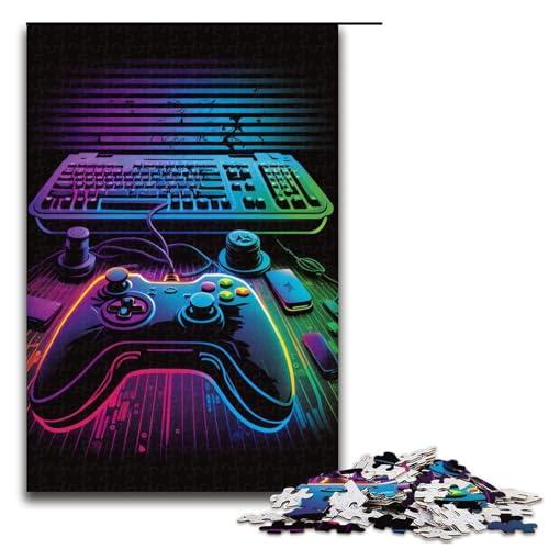 1000-teiliges Puzzle für Erwachsene, Neon-Gaming-Puzzle, Holzpuzzle, tolles Geschenk für Erwachsene, Größe 50 x 75 cm von KJYMNC