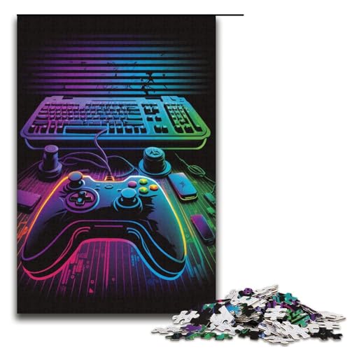 1000-teiliges Puzzle für Erwachsene, Neon-Gaming-Puzzle, praktisches Spiel, Staycation, Zeitvertreib für Teenager ab 14 Jahren, Größe 38 x 26 cm von KJYMNC