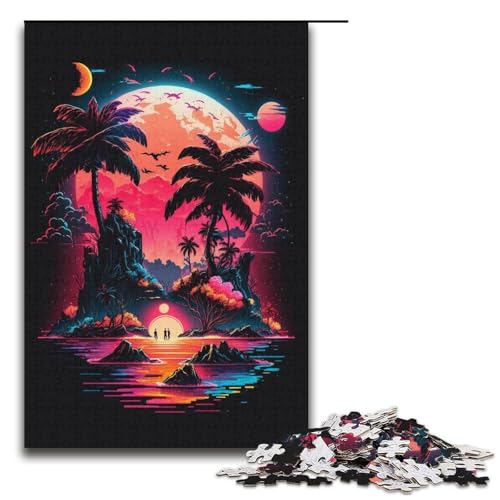 1000-teiliges Puzzle für Erwachsene, Neon-Landschaftspuzzle für Erwachsene, Papppuzzle, dekomprimierendes intellektuelles Lernspielzeug, Größe 38 x 26 cm von KJYMNC