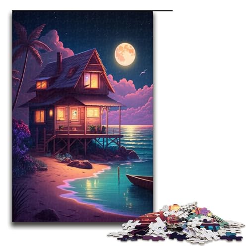 1000-teiliges Puzzle für Erwachsene, Neon-Strandhaus, Puzzle für Erwachsene, Holzpuzzle, Lernspielzeug, Größe 50 x 75 cm 1000-teiliges Puzzle für Erwachsene, Neon-Strandhaus, Puzzle für Erwachsene, Holzpuzzle, Lernspielzeug, Größe 50 x 75 cm von KJYMNC