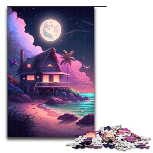 1000-teiliges Puzzle für Erwachsene, Neon-Strandhaus, Puzzles für Holzpuzzle, Lernspiel, Herausforderungsspielzeug, Größe 50 x 75 cm 1000-teiliges Puzzle für Erwachsene, Neon-Strandhaus, Puzzles für Holzpuzzle, Lernspiel, Herausforderungsspielzeug, Größe 50 x 75 cm von KJYMNC