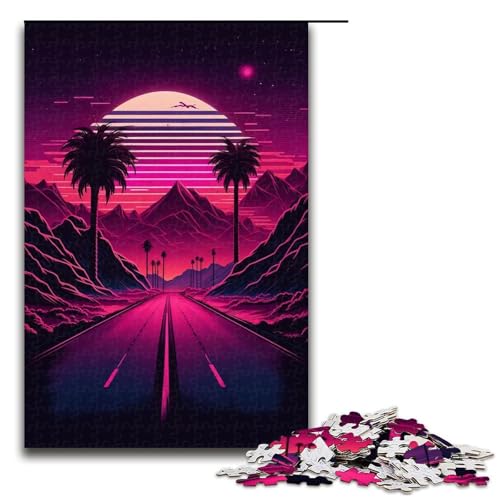 1000-teiliges Puzzle für Erwachsene, Neonlandschaft, Geschenkpuzzle für Kinder, Geschenke, Größe 50 x 75 cm von KJYMNC