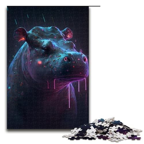 1000-teiliges Puzzle für Erwachsene, Nilpferd-Malpuzzles für Holzpuzzle, Lernspiel, Herausforderungsspielzeug, Größe 50 x 75 cm 1000-teiliges Puzzle für Erwachsene, Nilpferd-Malpuzzles für Holzpuzzle, Lernspiel, Herausforderungsspielzeug, Größe 50 x 75 cm von KJYMNC