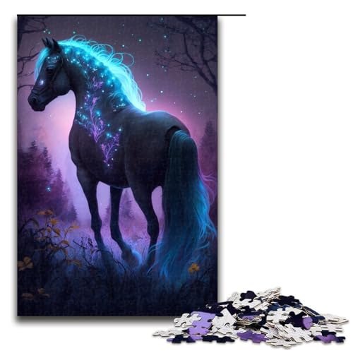 1000-teiliges Puzzle für Erwachsene, Pferd, Blume, Galaxie, Puzzles für Holzpuzzle, Lernspiel, Herausforderungsspielzeug, Größe 50 x 75 cm von KJYMNC