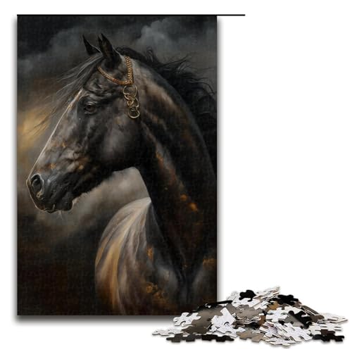 1000-teiliges Puzzle für Erwachsene, Pferdepuzzle, Mitmachspiel, Staycation-Zeitvertreib für Teenager ab 14 Jahren, Größe 50 x 75 cm von KJYMNC