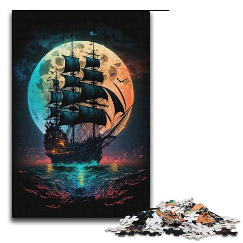 1000-teiliges Puzzle für Erwachsene, Piratenschiff-Puzzle, praktisches Spiel, tolle Geschenke für Weihnachten, Größe 38 x 26 cm von KJYMNC
