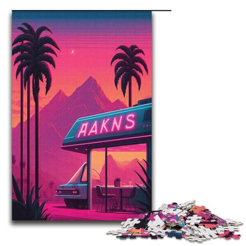 1000-teiliges Puzzle für Erwachsene, Retro-Straßenszene, Puzzle für Erwachsene, Papppuzzle, Lernspielzeug, Größe 38 x 26 cm von KJYMNC