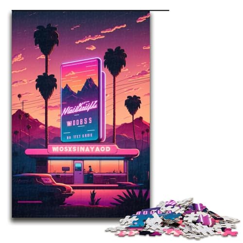 1000-teiliges Puzzle für Erwachsene, Retro-Straßenszenen-Puzzle, praktisches Spiel, Staycation-Zeitvertreib für Teenager ab 14 Jahren, Größe 50 x 75 cm von KJYMNC