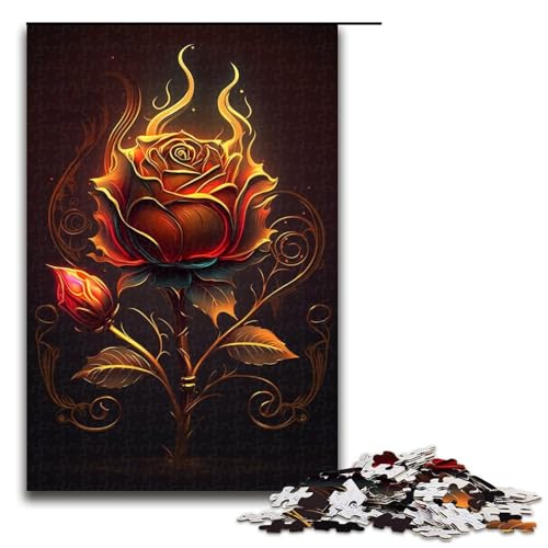 1000-teiliges Puzzle für Erwachsene, Rosen-Puzzle, Holzpuzzle, tolles Geschenk für Erwachsene, Größe 50 x 75 cm von KJYMNC