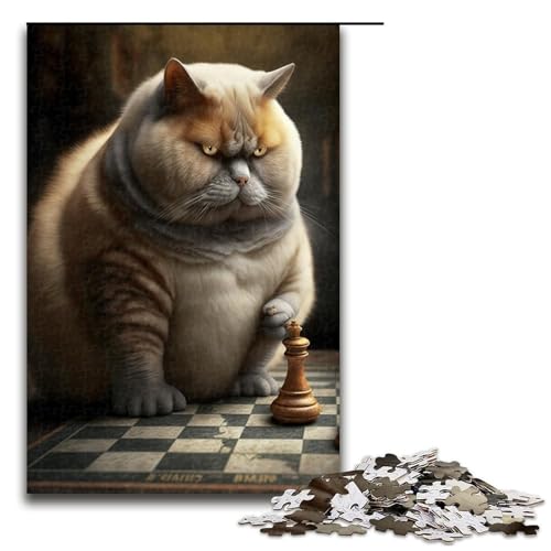 1000-teiliges Puzzle für Erwachsene, Schachkatze, Puzzle für Erwachsene, Holzpuzzle, Lernspielzeug, Größe 50 x 75 cm 1000-teiliges Puzzle für Erwachsene, Schachkatze, Puzzle für Erwachsene, Holzpuzzle, Lernspielzeug, Größe 50 x 75 cm von KJYMNC