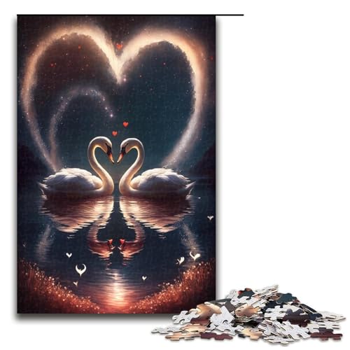 1000-teiliges Puzzle für Erwachsene, Schwanen-Puzzle aus Metall, Geschenkpuzzle für Kinder, Größe 50 x 75 cm von KJYMNC