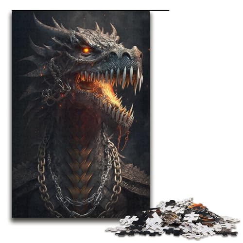 1000-teiliges Puzzle für Erwachsene, Schwarzer Feuerdrache, Puzzlespiel, Spaß bei Aktivitäten zu Hause, Geburtstagsgeschenk, Reisegeschenk, Größe 38 x 26 cm 1000-teiliges Puzzle für Erwachsene, Schwarzer Feuerdrache, Puzzlespiel, Spaß bei Aktivitäten zu Hause, Geburtstagsgeschenk, Reisegeschenk, Größe 38 x 26 cm von KJYMNC