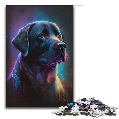 1000-teiliges Puzzle für Erwachsene, Schwarzer Labrador, praktisches Spiel, tolle Geschenke für Weihnachten, Größe 38 x 26 cm von KJYMNC