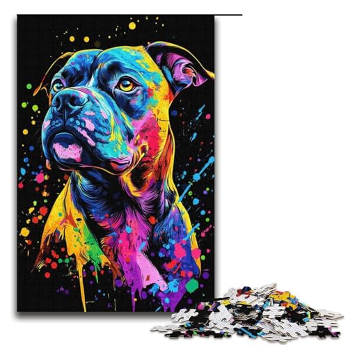 1000-teiliges Puzzle für Erwachsene, Staffordshire Bull Terrier, Puzzle, Quizspiel, Geburtstagsgeschenk, Geschenke, Wandkunst, Größe 38 x 26 cm 1000-teiliges Puzzle für Erwachsene, Staffordshire Bull Terrier, Puzzle, Quizspiel, Geburtstagsgeschenk, Geschenke, Wandkunst, Größe 38 x 26 cm von KJYMNC