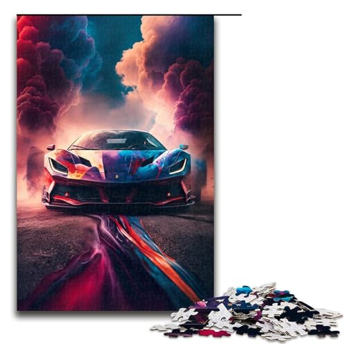 1000-teiliges Puzzle für Erwachsene, Supersportwagen-Puzzle für Erwachsene, Holzpuzzle, dekomprimierendes intellektuelles Lernspielzeug, Größe 50 x 75 cm von KJYMNC